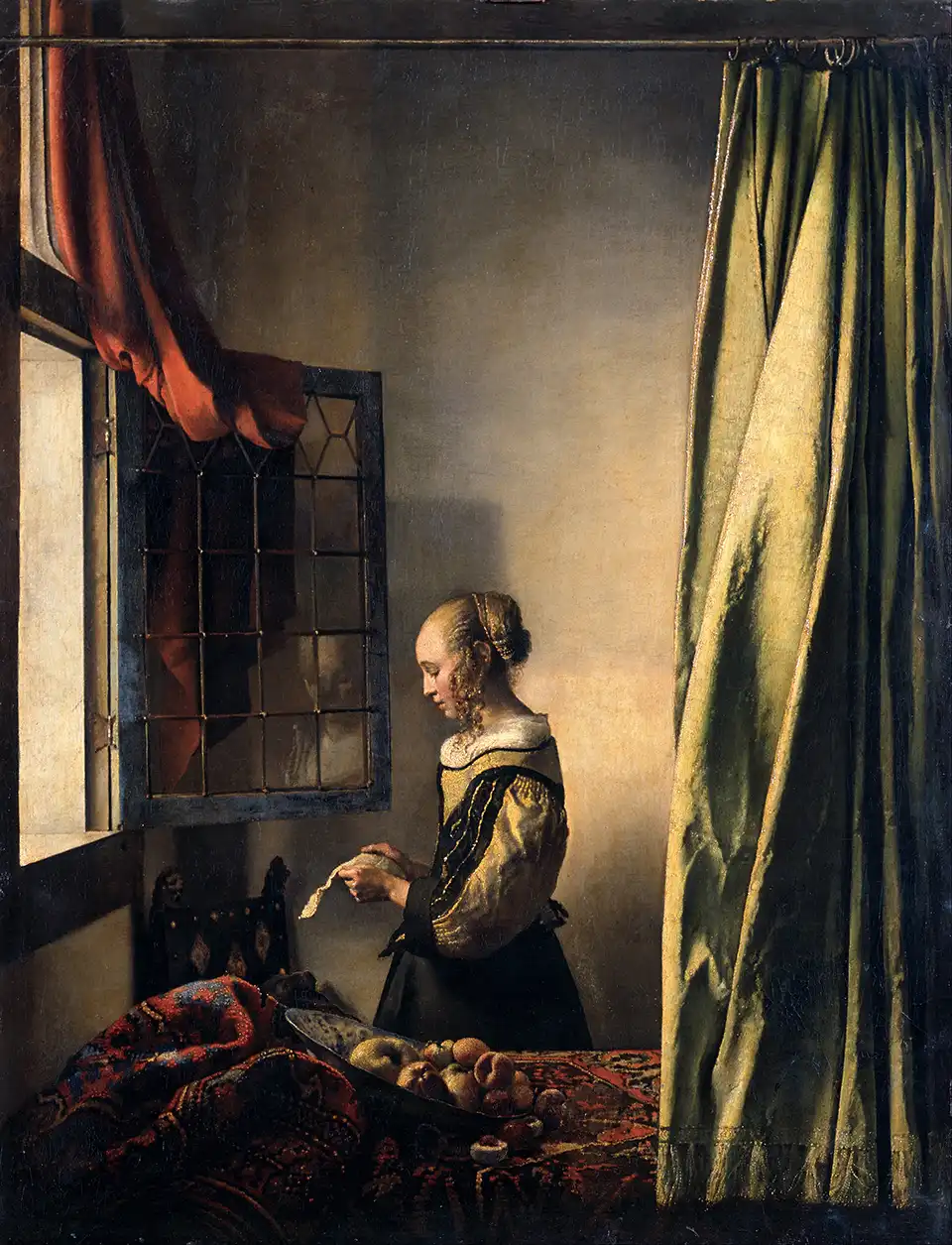 Girl Reading A Letter at an Open Window